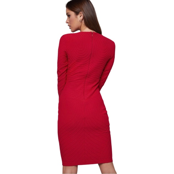 Bebe Wave Textured Dress, Haute Red, XXS - Picture 4 of 8